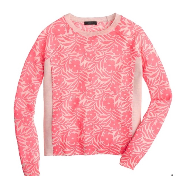 J. Crew Sweaters - $85 J Crew Plumeria Swing Sweater Neon Pink Floral